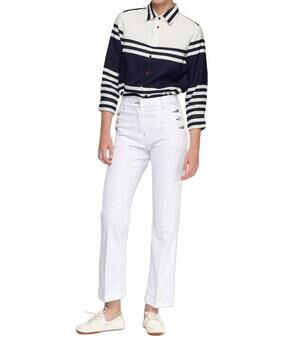 NEW VILAGALLO straight trousers with side buttons in white